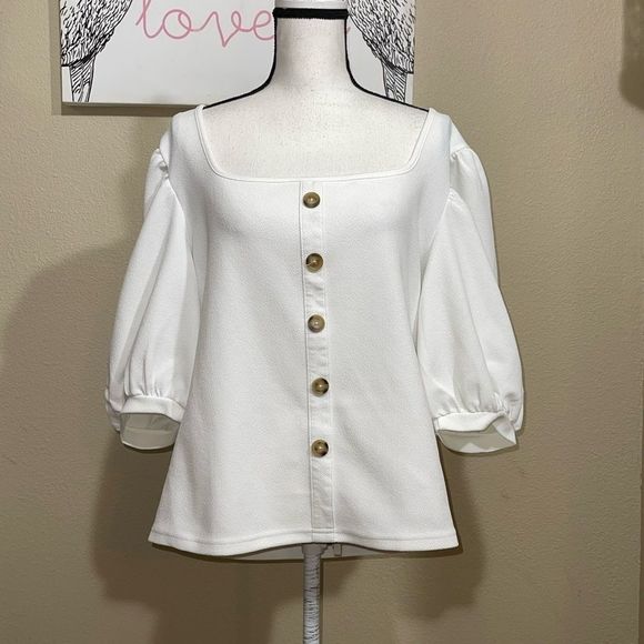 shein square neck button front top - Picture 1 of 9